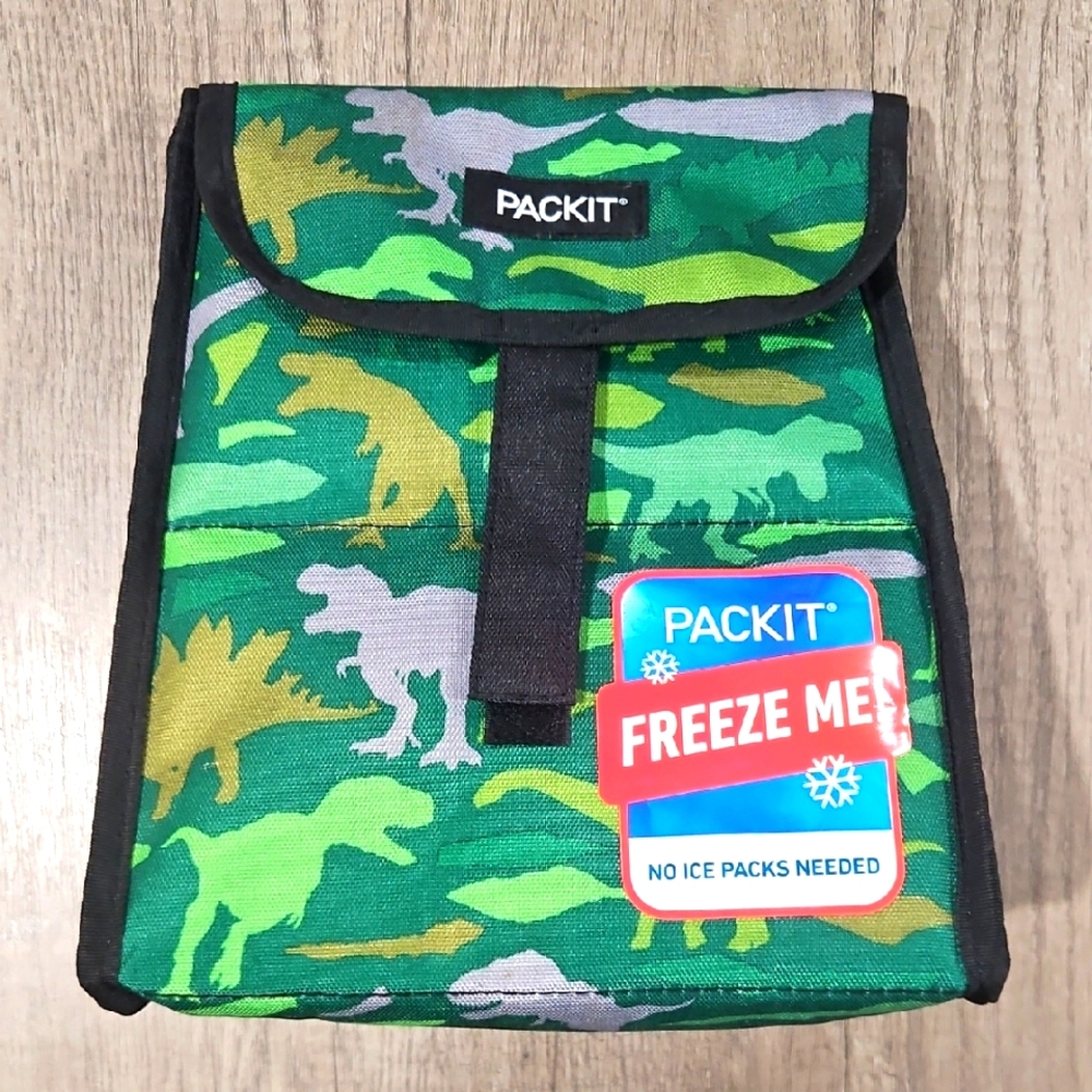 PackIt Dinosaur Print freezable  Lunch sack no ice packs needed